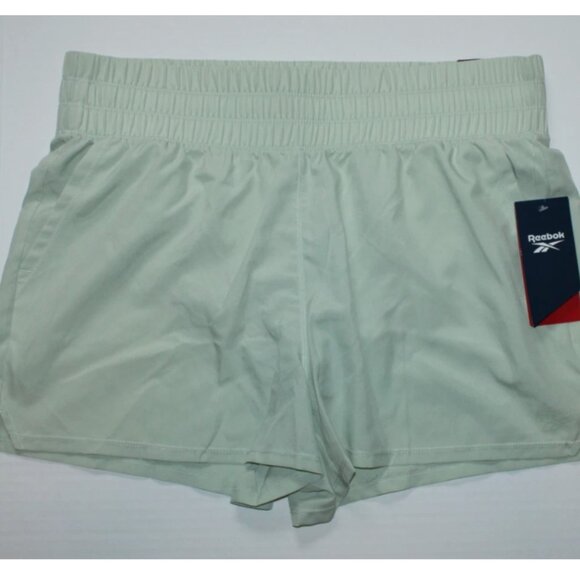 Reebok Shorts Relaxed Sea Foam Green Running Workout L NWT Built in Panty Inner - Picture 1 of 4